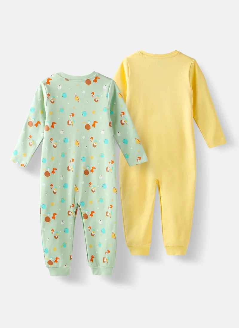 Nautinati Nautinati Infants Premium Cotton Graphic Printed Pack of 2 Sleepsuits