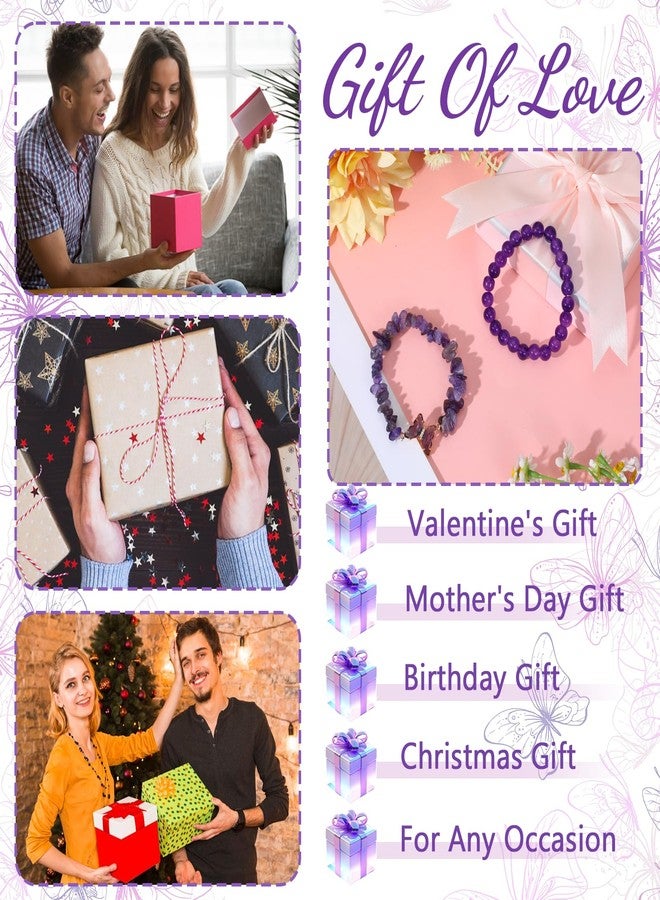 WLLHYF Amethyst Bracelet For Women Butterfly Charm Healing Crystal Anxiety Beads Bracelets Layered Jewelry Stone Beaded Gifts for Women - Image 3