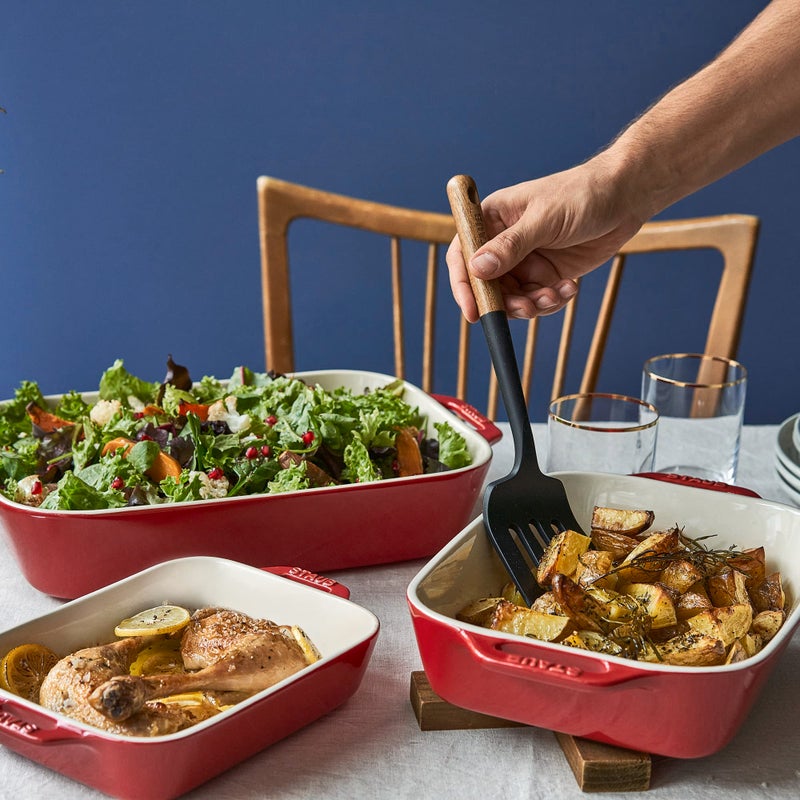 STAUB Ceramic 3-pc Rectangular Baking Dish Set, Cherry - Image 2