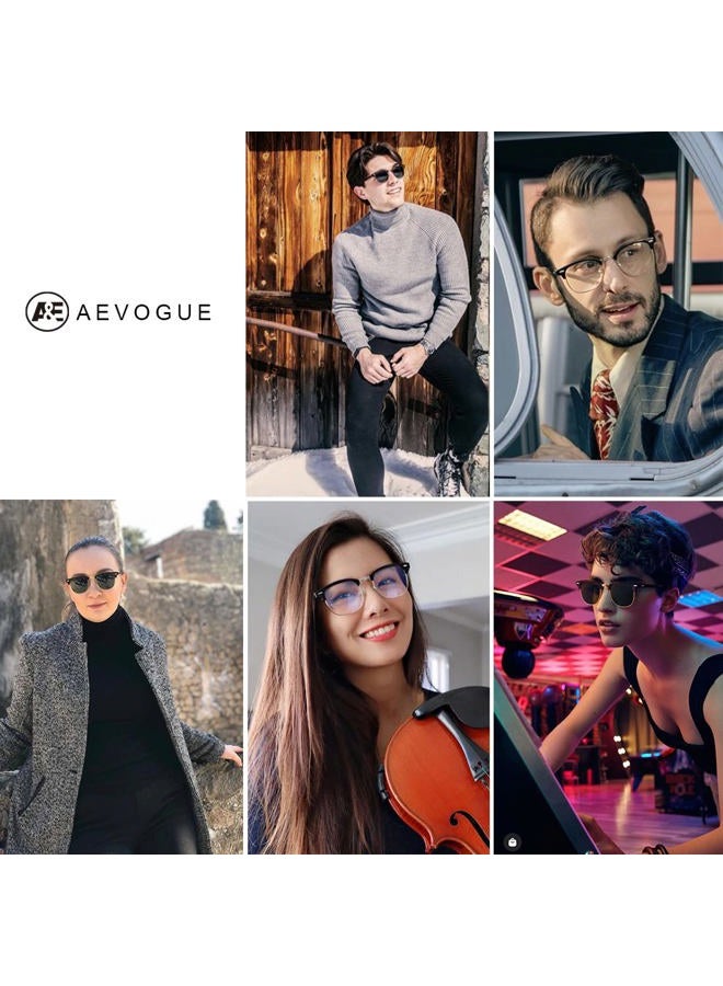 AEVOGUE Polarized Sunglasses For Women And Men Semi Rimless Frame Retro Sun Glasses AE0369 (A1-Matte Black Silver) - Image 2