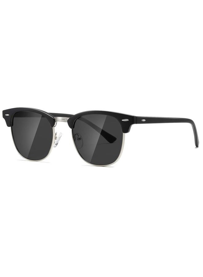 AEVOGUE Polarized Sunglasses For Women And Men Semi Rimless Frame Retro Sun Glasses AE0369 (A1-Matte Black Silver) - Image 1