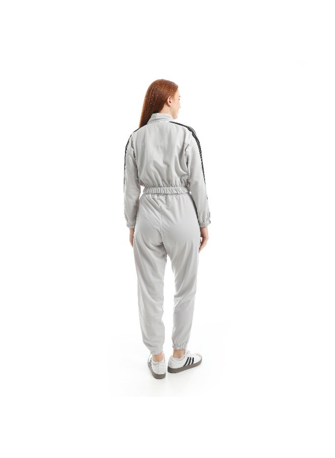 Caesar Women's sports tracksuit, sporty fabric, with 4 stripes on the sleeves - Image 4