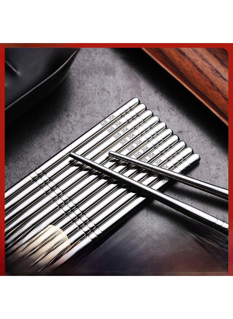 304 stainless steel chopsticks insulated Chinese household chopsticks can be high temperature disinfection children's chopsticks manufacturers wholesale can add logo 19cm chopsticks [304 material] (plus laser logo) cloth wheel light - Image 2