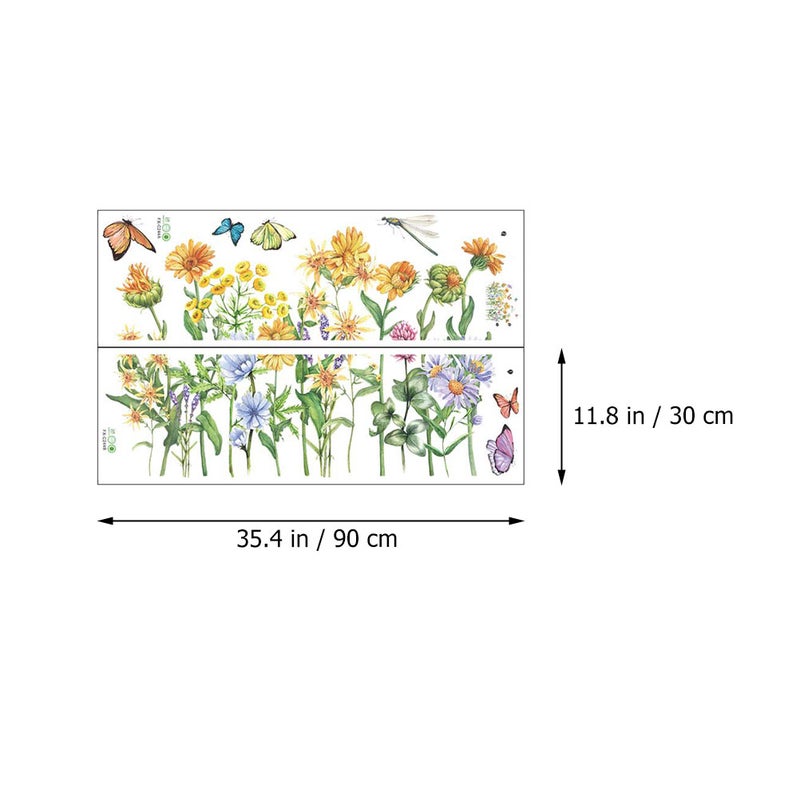 4 PCS Flowers Butterflies Wall Decorative Stickers Home Self-adhesive Wall Decals - Image 2