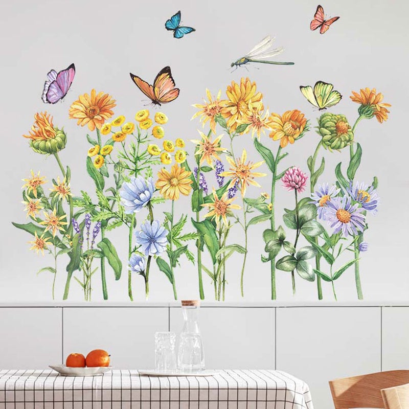 4 PCS Flowers Butterflies Wall Decorative Stickers Home Self-adhesive Wall Decals - Image 4