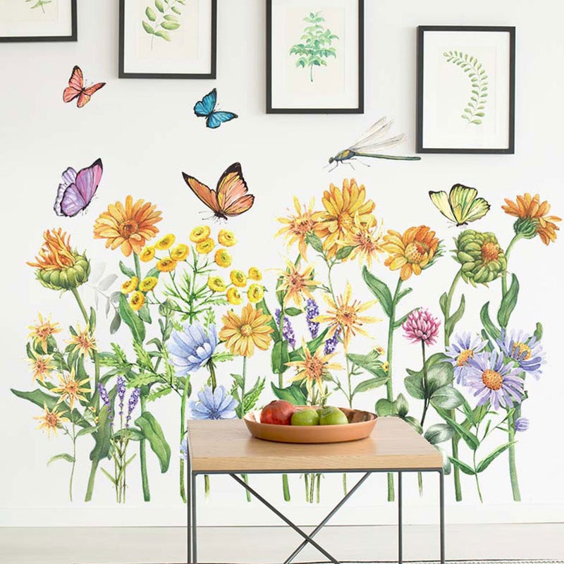 4 PCS Flowers Butterflies Wall Decorative Stickers Home Self-adhesive Wall Decals - Image 3