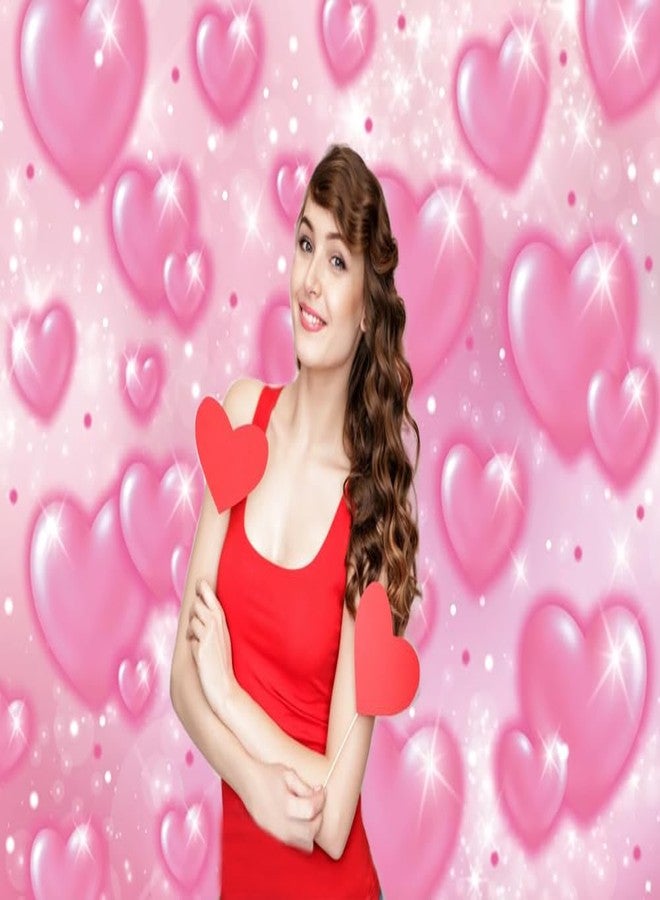 Dudaacvt 7x5ftValentine's Day Backdrop Rustic Wood Red Love Heart Background for Mother's Day Wedding Bridal Shower Party Decor Banner Portrait Photo Studio Booth Props D688 - Image 3
