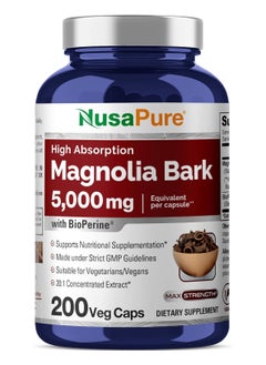 NusaPure Magnolia Bark 1800 Mg 180 Vegetarian Caps (Nongmo Extract 4:1 & Glutenfree)  - Image 1