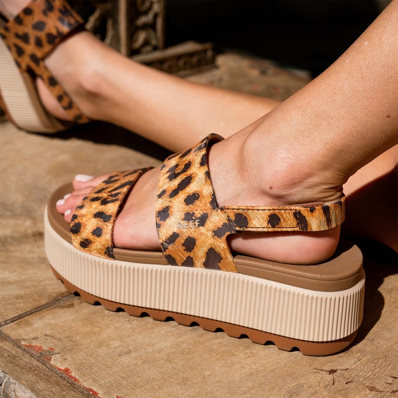 Reef Women's Water Vista Higher Platform Sandal, Water Friendly, Adjustable Strap, Leopard, 8 - Image 2