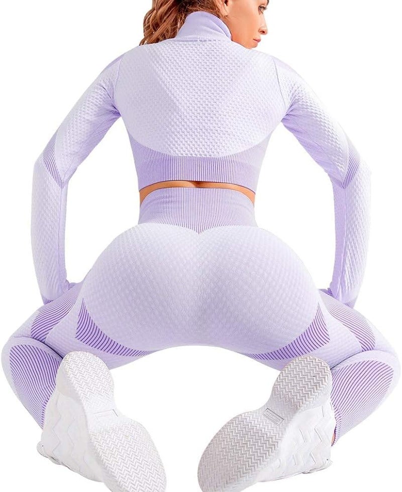 Veriliss 3pcs Seamless Outfit Workout Sets Gym for Women, Fitness Sports School Running Clothes Yoga Sportswear - Image 5