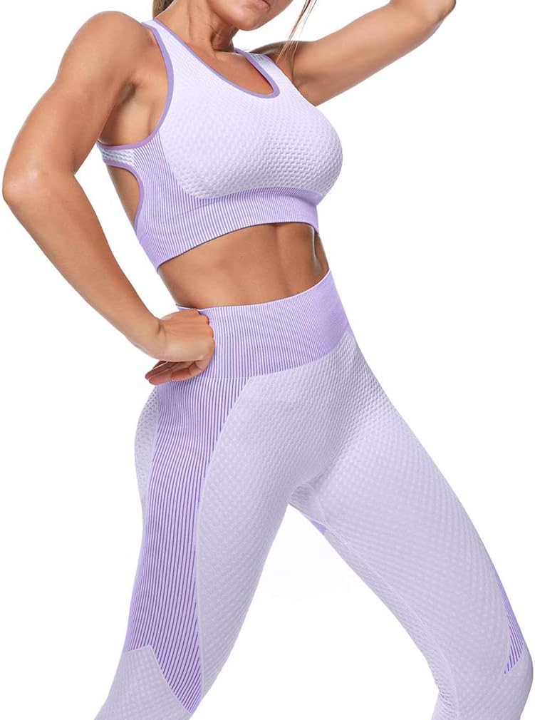 Veriliss 3pcs Seamless Outfit Workout Sets Gym for Women, Fitness Sports School Running Clothes Yoga Sportswear - Image 3