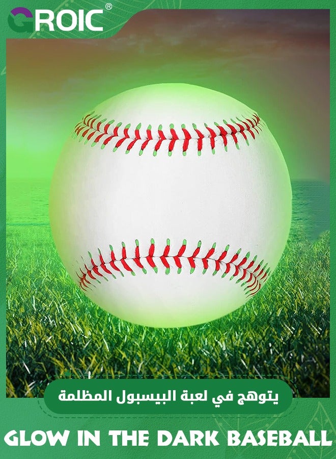 GROIC Glow in The Dark Baseball, Light up Baseball Glow Balls for Baseball Games, Official Size Baseball Gift for Adults, Youth, Kids and Baseball Fans Outdoor Activity Baseball Accessories - Image 1