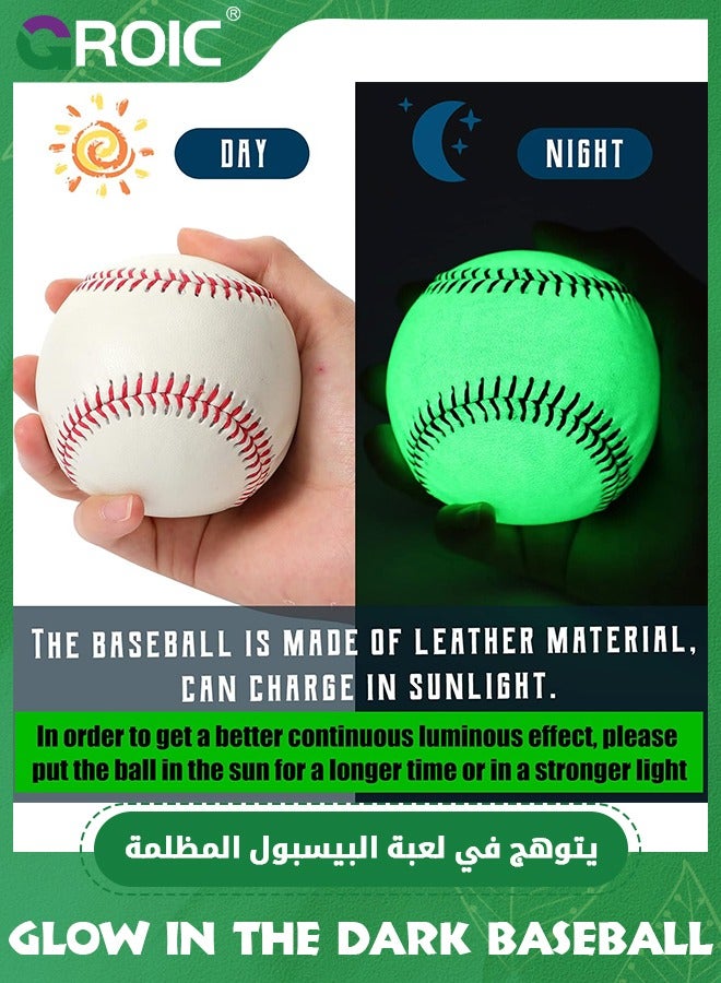 GROIC Glow in The Dark Baseball, Light up Baseball Glow Balls for Baseball Games, Official Size Baseball Gift for Adults, Youth, Kids and Baseball Fans Outdoor Activity Baseball Accessories - Image 2