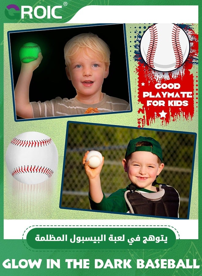 GROIC Glow in The Dark Baseball, Light up Baseball Glow Balls for Baseball Games, Official Size Baseball Gift for Adults, Youth, Kids and Baseball Fans Outdoor Activity Baseball Accessories - Image 5