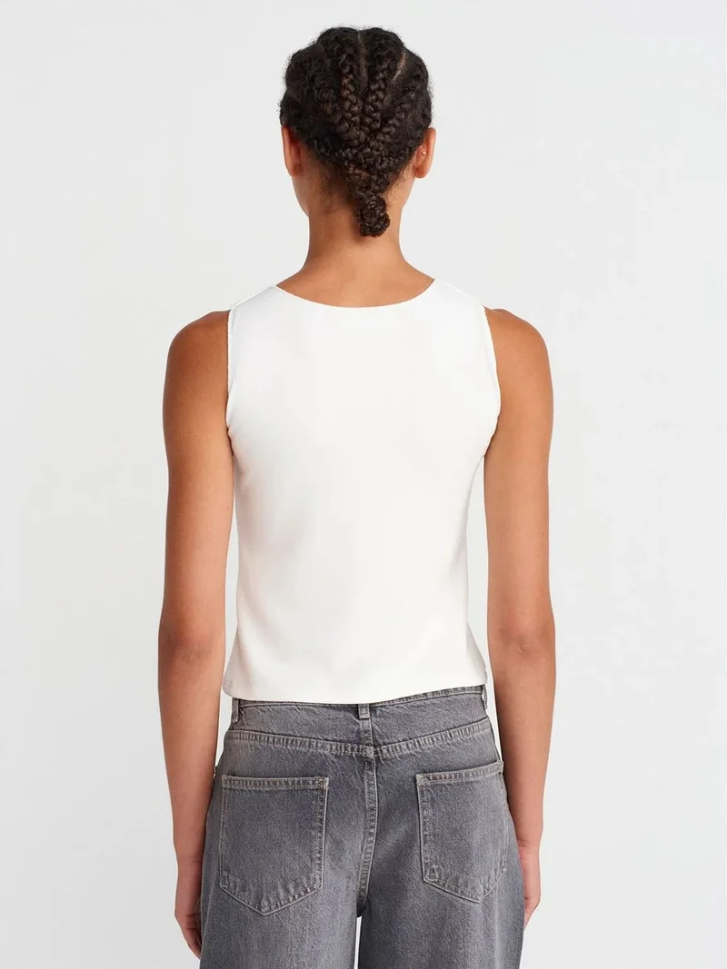ديلفين DILVIN Fitted Ribbed Sleeveless Blouse