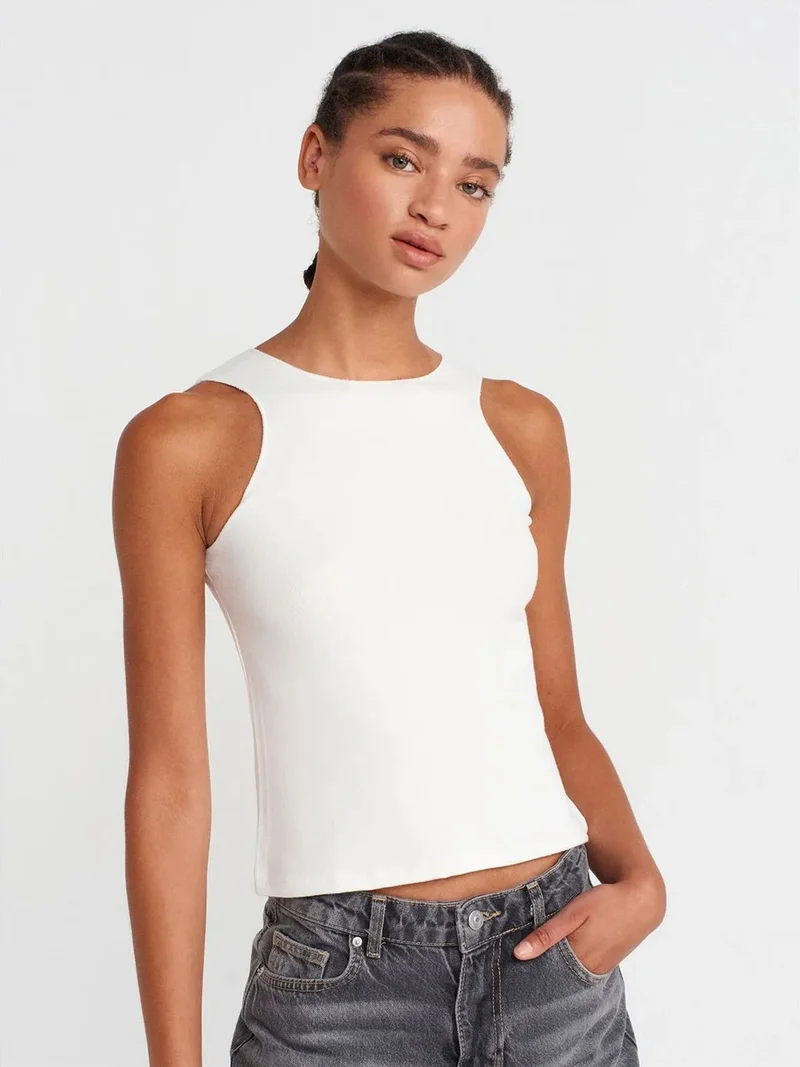 ديلفين DILVIN Fitted Ribbed Sleeveless Blouse