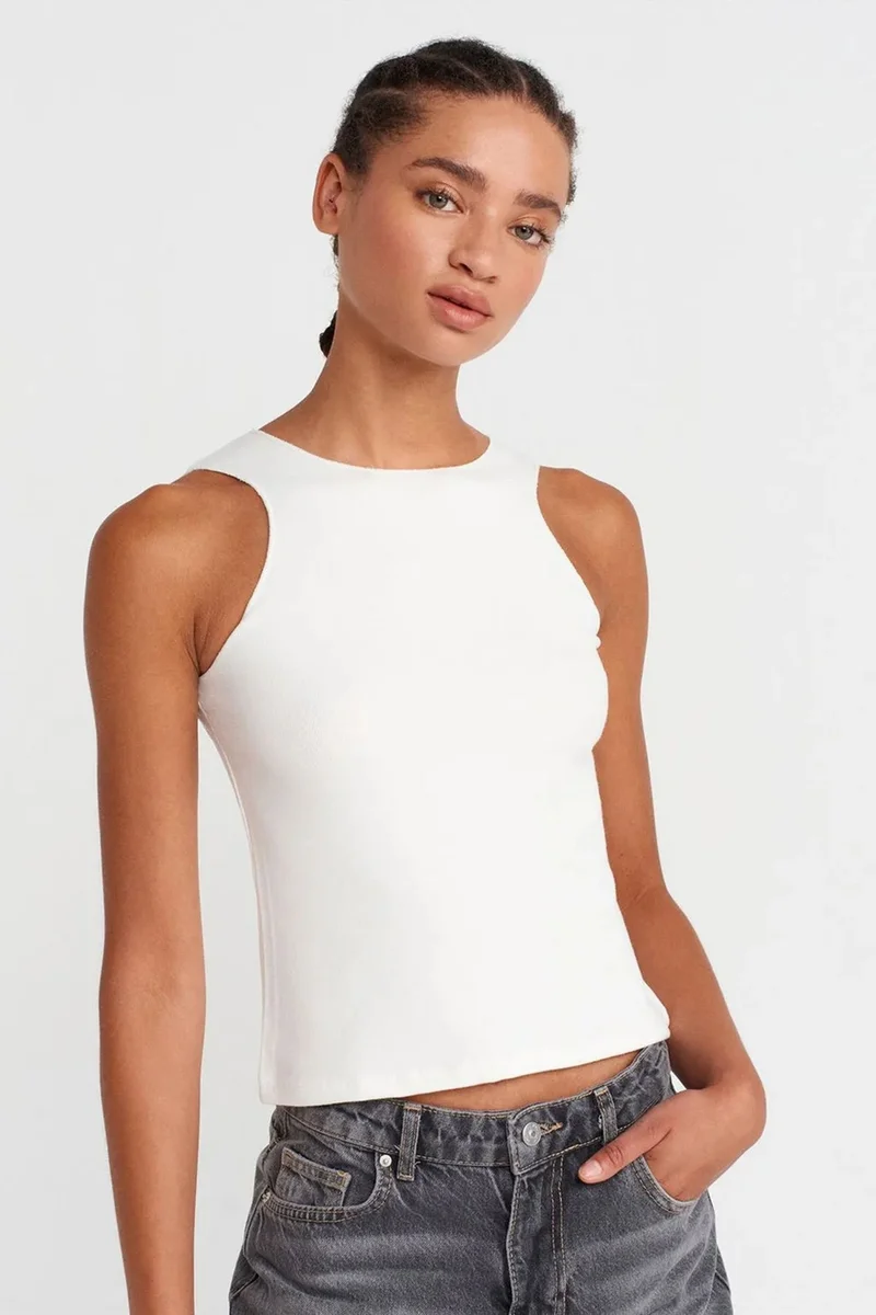 ديلفين DILVIN Fitted Ribbed Sleeveless Blouse