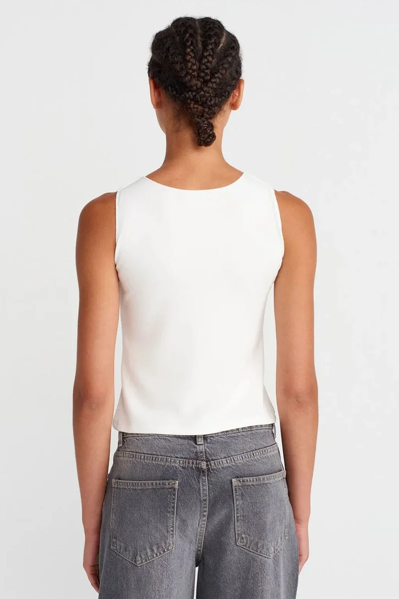 ديلفين DILVIN Fitted Ribbed Sleeveless Blouse