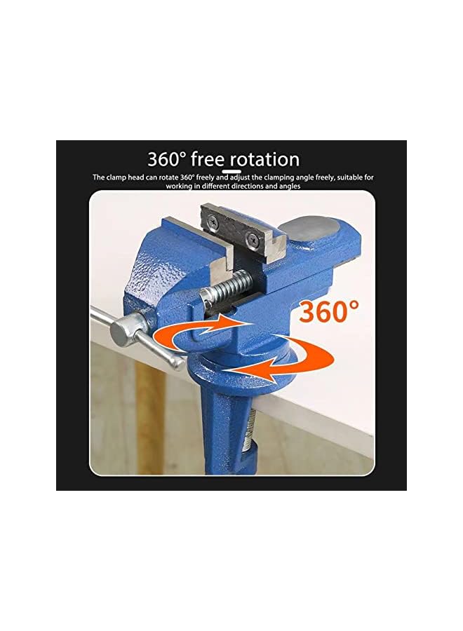 promass Table Vise, 50mm Jaw Impact Resistant Bench Vise Clamp High Toughness Anti Slip for Electronic Processing (50mm/2in (1.5kg) Blue) - Image 2
