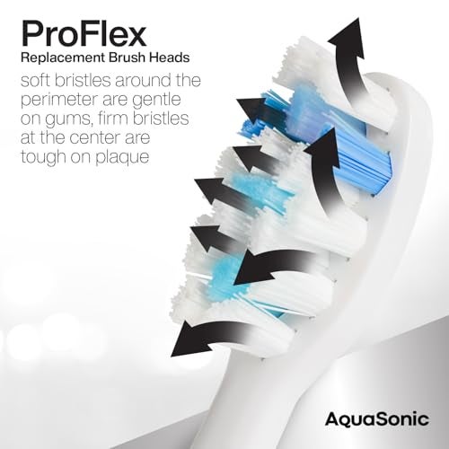 AquaSonic Proflex Replacement Brush Heads | ADA Accepted | for Whiter Teeth & Gum Care | Compatible with Many AquaSonic Toothbrush Handles (3 Pack White) - Image 3