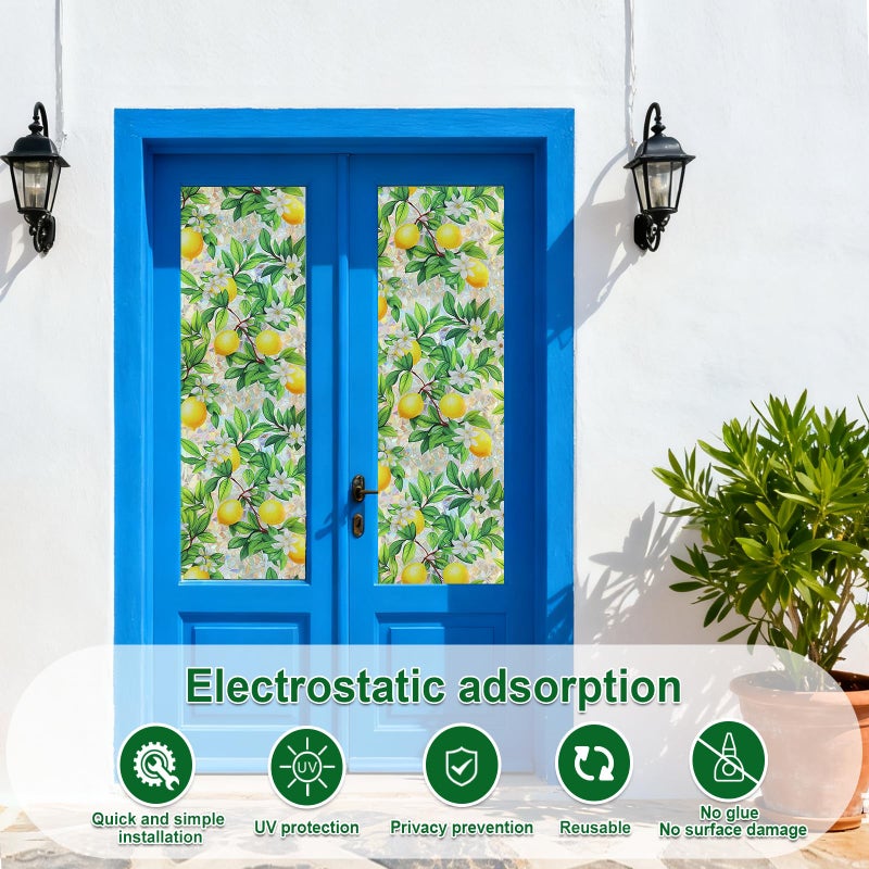 SOMWISE Window Privacy Film Home Room Bathroom Spring Decor Car Decorations One Way Privacy Window Clings Decals Tint Door Cover Rainbow Renter Friendly Stickers Static Cling Stained Glass Windows - Image 2