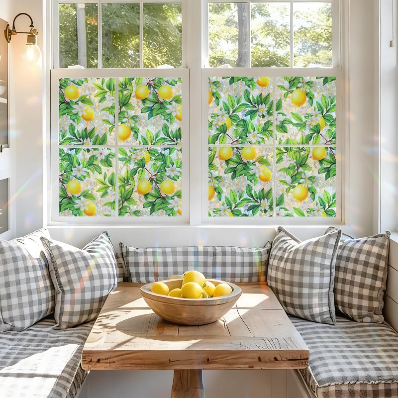 SOMWISE Window Privacy Film Home Room Bathroom Spring Decor Car Decorations One Way Privacy Window Clings Decals Tint Door Cover Rainbow Renter Friendly Stickers Static Cling Stained Glass Windows - Image 3