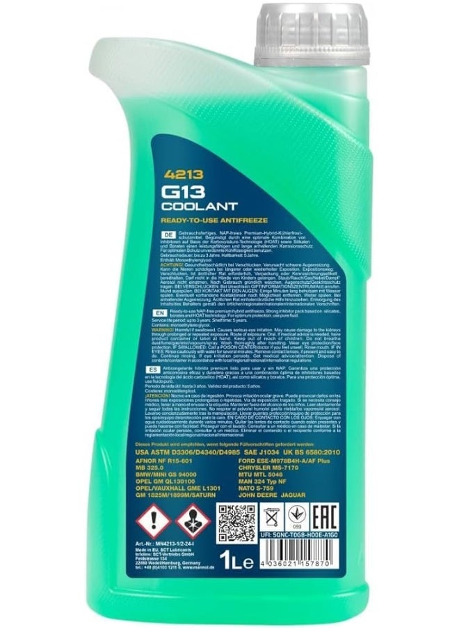 MANNOL Mannol Germany G13 Green Antifreeze Coolant (1L)  - Image 2