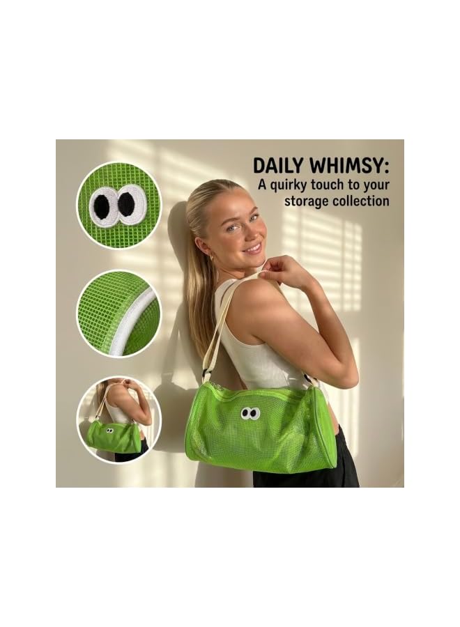 S-TOP Shower Caddy Bags Portable Beach Bags,Cylinder Zippered Toiletry Pouch with Adjustable Straps,Lightweight Hanging for College Dorm Gym Swimming Beach Travel Games Sports,Unisex(Green) 10.0110.01 - Image 3