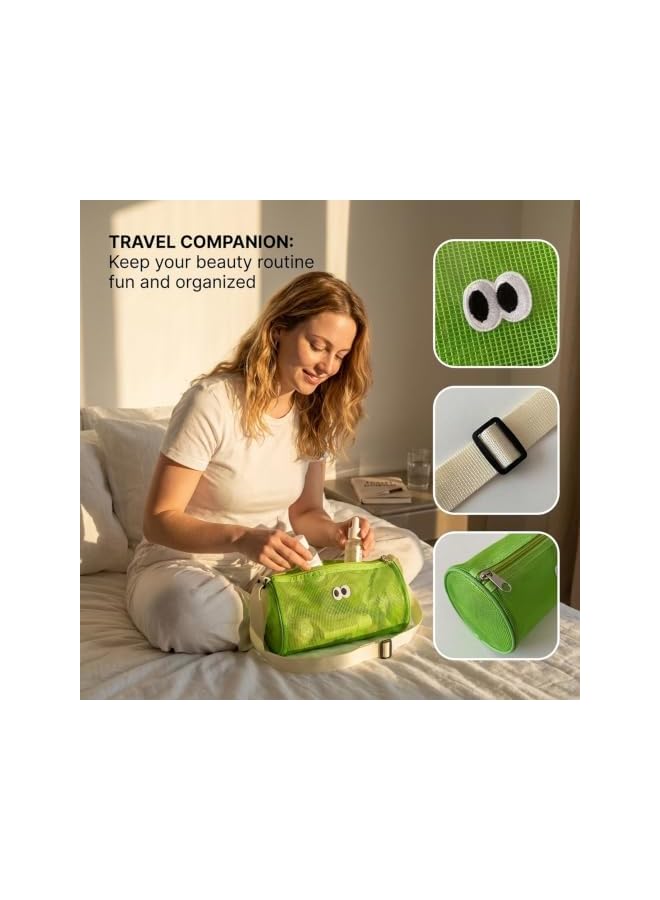 S-TOP Shower Caddy Bags Portable Beach Bags,Cylinder Zippered Toiletry Pouch with Adjustable Straps,Lightweight Hanging for College Dorm Gym Swimming Beach Travel Games Sports,Unisex(Green) 10.0110.01 - Image 2