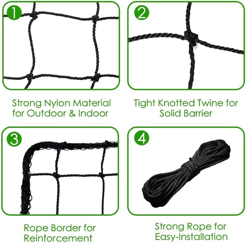 Wiseek Baseball Softball Backstop Nets, Heavy Duty Sports Netting Barrier #18 Baseball Netting 10'x10'/10'x20'/15'x15'… - Image 3