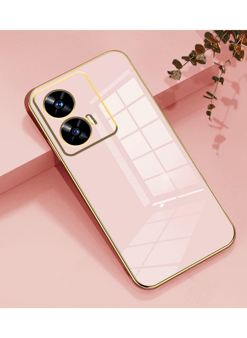 Generic - جراب متوافق مع هاتف MOTO G85 5G، قشرة ناعمة مطلية بالكروم الذهبي، وردي جراب MOTO G85 5G رقيق وناعم مقاوم للصدمات بالكامل - وردي - Image 1