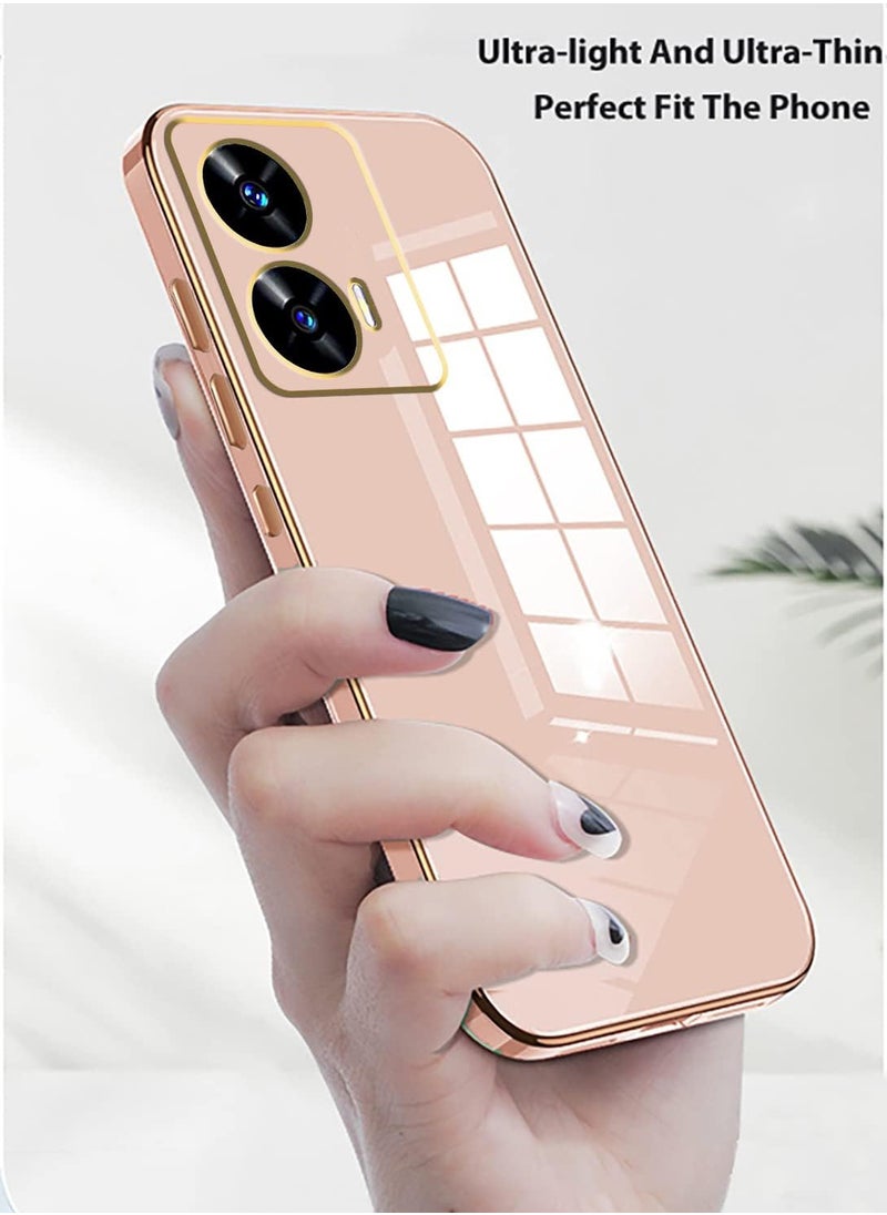 Generic - جراب متوافق مع هاتف MOTO G85 5G، قشرة ناعمة مطلية بالكروم الذهبي، وردي جراب MOTO G85 5G رقيق وناعم مقاوم للصدمات بالكامل - وردي - Image 1