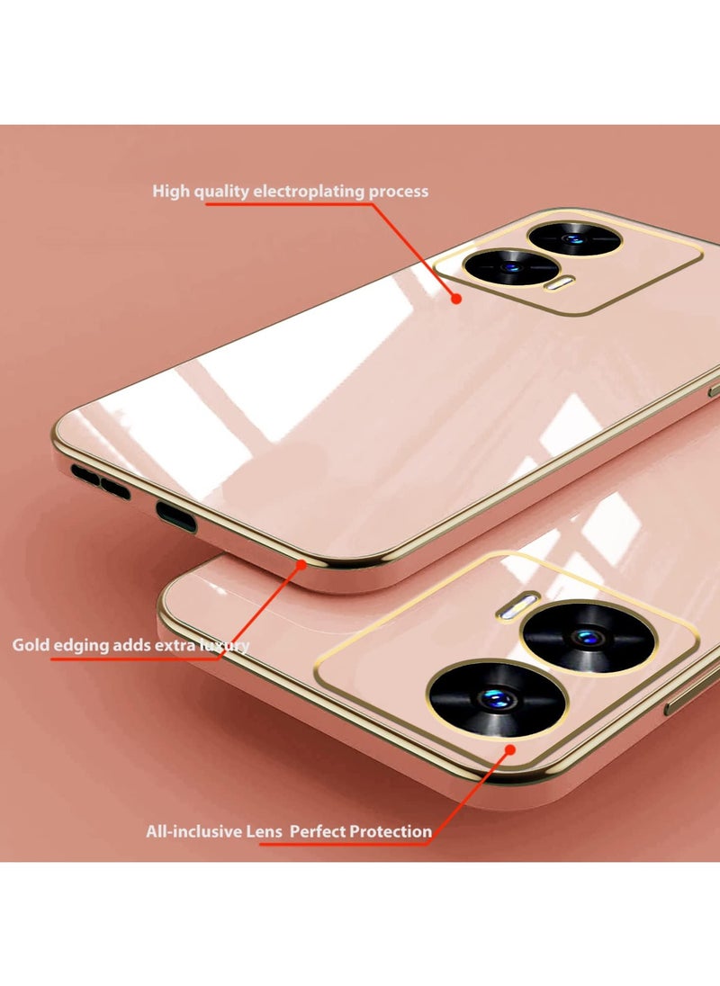 Generic - جراب متوافق مع هاتف MOTO G85 5G، قشرة ناعمة مطلية بالكروم الذهبي، وردي جراب MOTO G85 5G رقيق وناعم مقاوم للصدمات بالكامل - وردي - Image 1