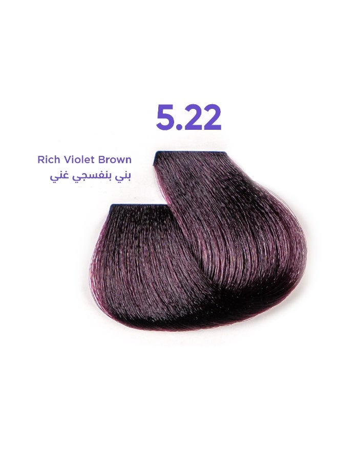 1B Hair Color Cream #5.22 Rich Violet Brown – Permanent Cool-Toned Brown Hair Dye with Tress Tones Tyrosine Complex | 100ml | Intense Violet Pigment | Long-Lasting Reflective Color for Medium Brown Hair - Image 1