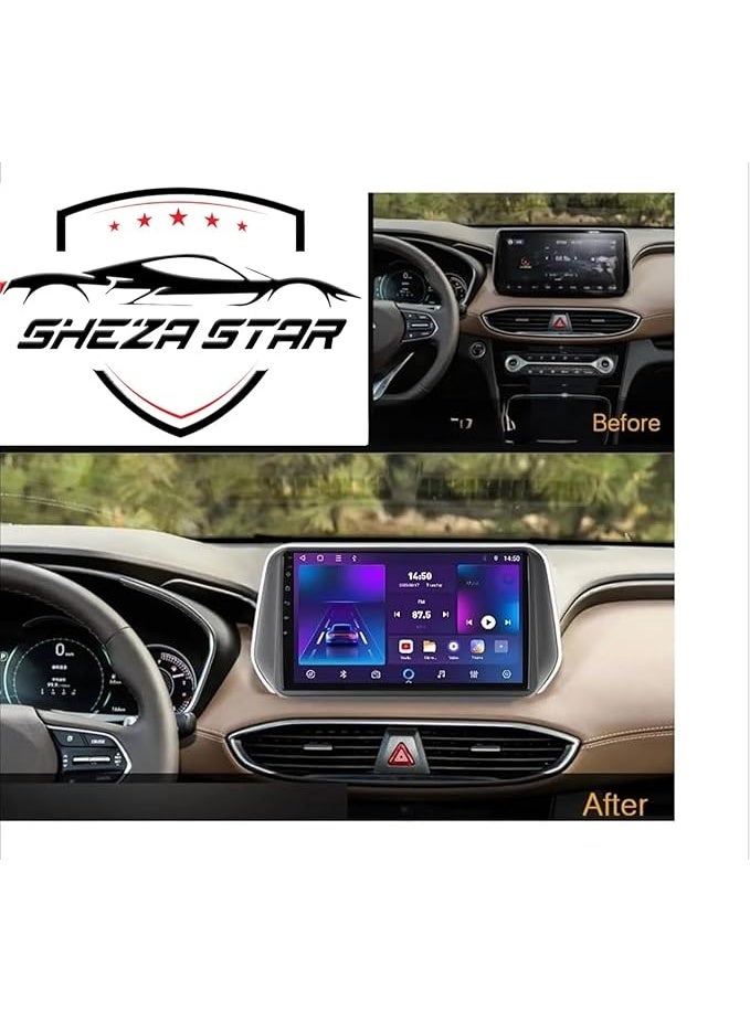SHEZA STAR Android Car Stereo for Hyundai Santa Fe 2019-2023 4GB RAM 64GB ROM Support Carplay, M-Link Wi-Fi BT, Radio GPS, 10 Inch IPS.QLED, Fast interface Touch Screen with 360D Camera Included  - Image 2