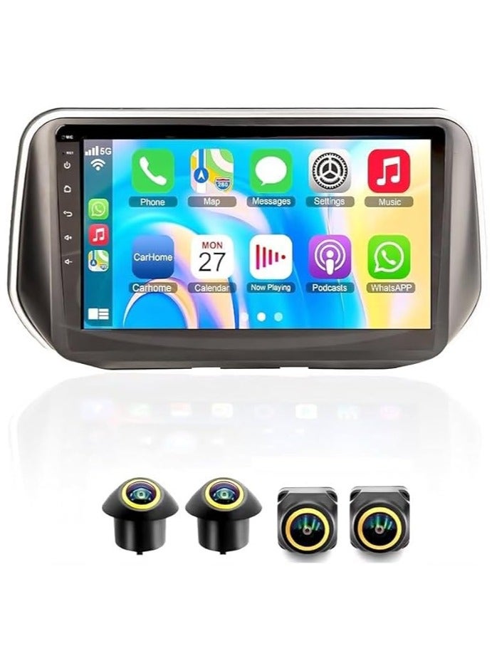 SHEZA STAR Android Car Stereo for Hyundai Santa Fe 2019-2023 4GB RAM 64GB ROM Support Carplay, M-Link Wi-Fi BT, Radio GPS, 10 Inch IPS.QLED, Fast interface Touch Screen with 360D Camera Included  - Image 1
