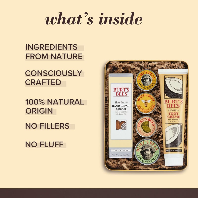 Burt's Bees Gifts Ideas - Classics Set, 6 Products in Giftable Tin â€“ Cuticle Cream, Hand Salve, Lip Balm, Res-Q Ointment, Hand Repair and Foot Cream - Image 3