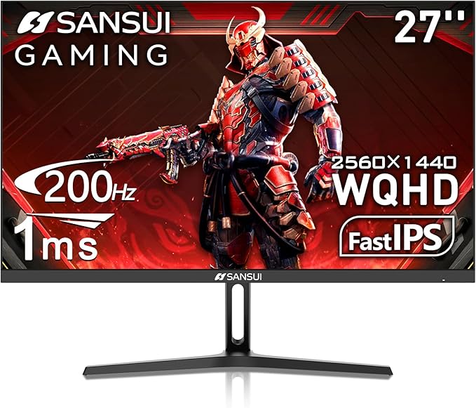 SANSUI 27 Inch WQHD IPS Gaming Monitor 200Hz 1ms Response Time Adaptive Sync HDR Black ES-G27F2Q - Image 1