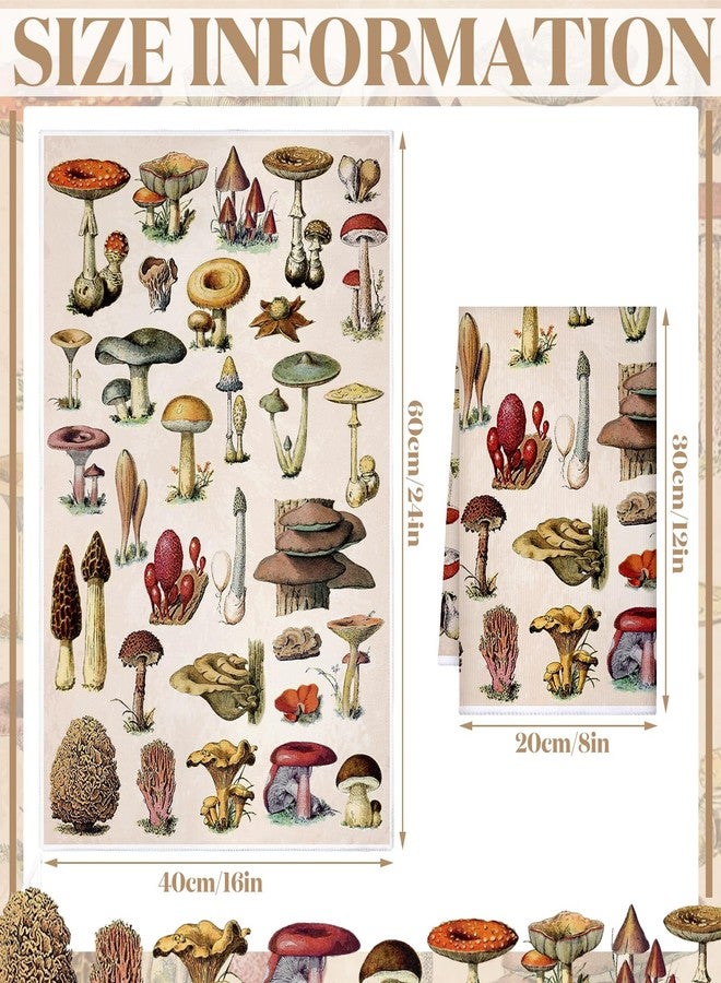 Kajaia 4 Pcs Mushroom Kitchen Towels Vintage Cottage Core Decor Hand Towels Butterfly Plant Wildflower Tea Absorbent Dishcloth Witch Fairy Decoration for Home Bathroom Housewarming Gift Spring Holiday - Image 4