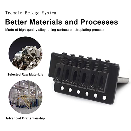 SAPHUE 52.5mm Guitar Stratocaster Tremolo Bridge Set for Fender Strat Squier Electric Guitar Replacement (Black, 52.5mm) - Image 2
