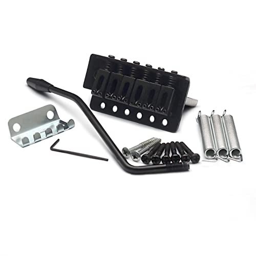 SAPHUE 52.5mm Guitar Stratocaster Tremolo Bridge Set for Fender Strat Squier Electric Guitar Replacement (Black, 52.5mm) - Image 1
