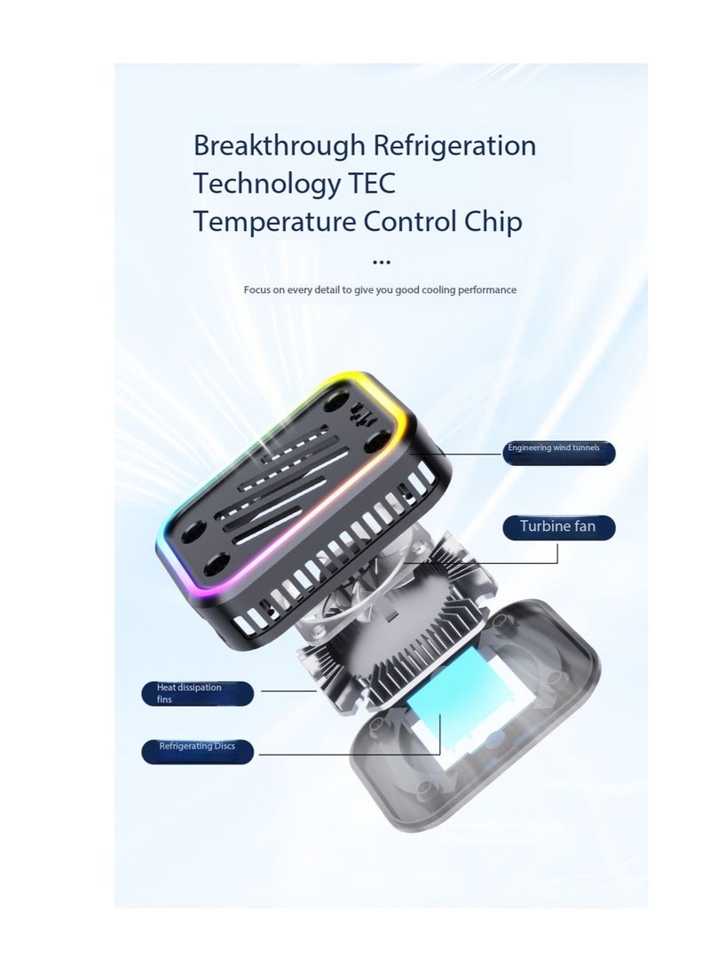 Magnetic Phone Radiator Semiconductor Quick Cooling Fan – RGB Light | Gaming, Tiktok Live Streaming Cooler | Portable Universal for iPhone Android（White）  - Image 2