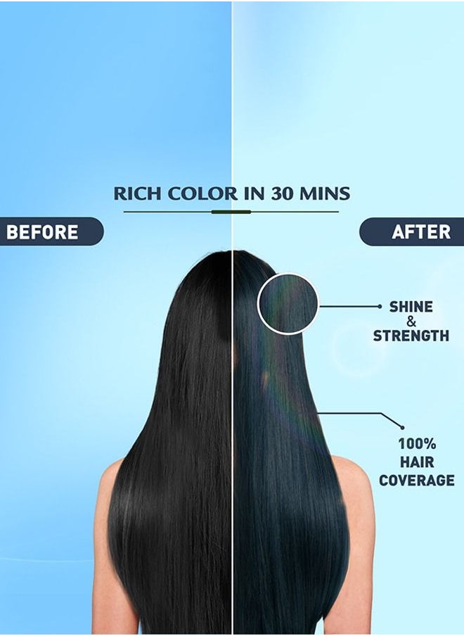 Vatika Naturals - Coloring Kit - Blue Black With Blackberry Oil| 100% Grey Coverage| Permanent Hair Dye With Quick Applicator - 180 ml - Image 1