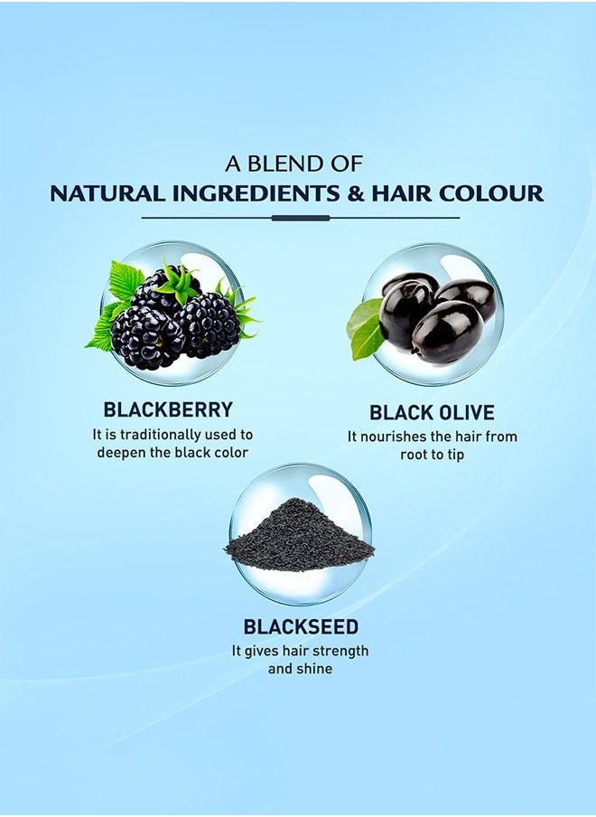 Vatika Naturals - Coloring Kit - Blue Black With Blackberry Oil| 100% Grey Coverage| Permanent Hair Dye With Quick Applicator - 180 ml - Image 1