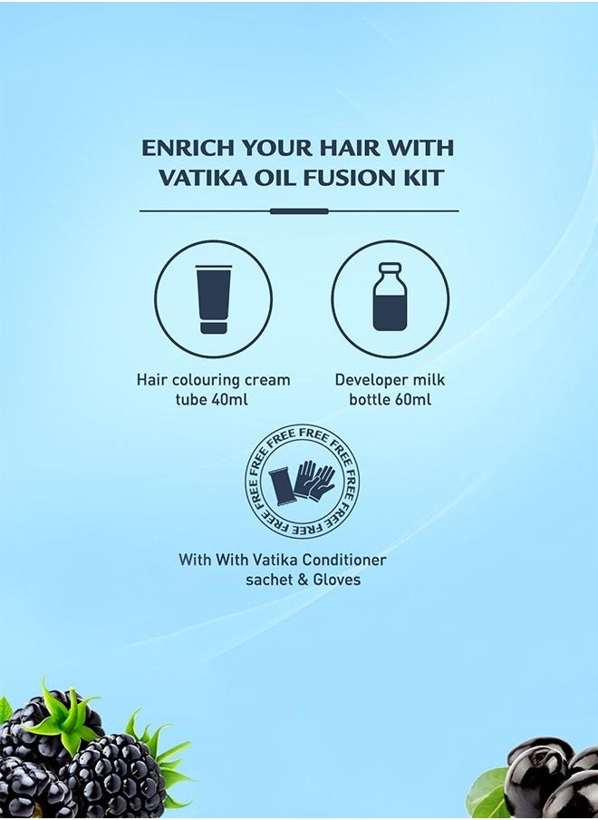 Vatika Naturals - Coloring Kit - Blue Black With Blackberry Oil| 100% Grey Coverage| Permanent Hair Dye With Quick Applicator - 180 ml - Image 1