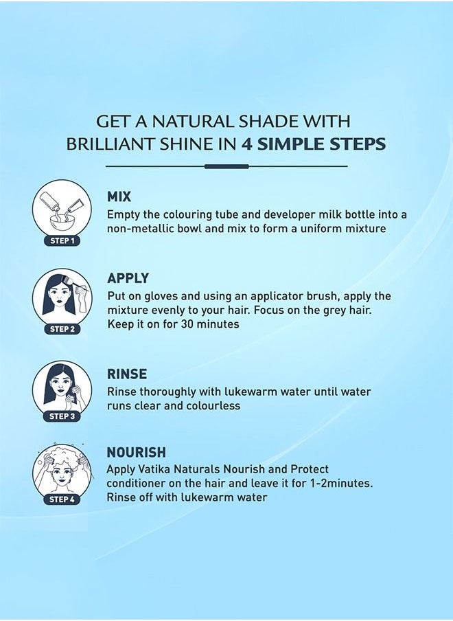 Vatika Naturals - Coloring Kit - Blue Black With Blackberry Oil| 100% Grey Coverage| Permanent Hair Dye With Quick Applicator - 180 ml - Image 1