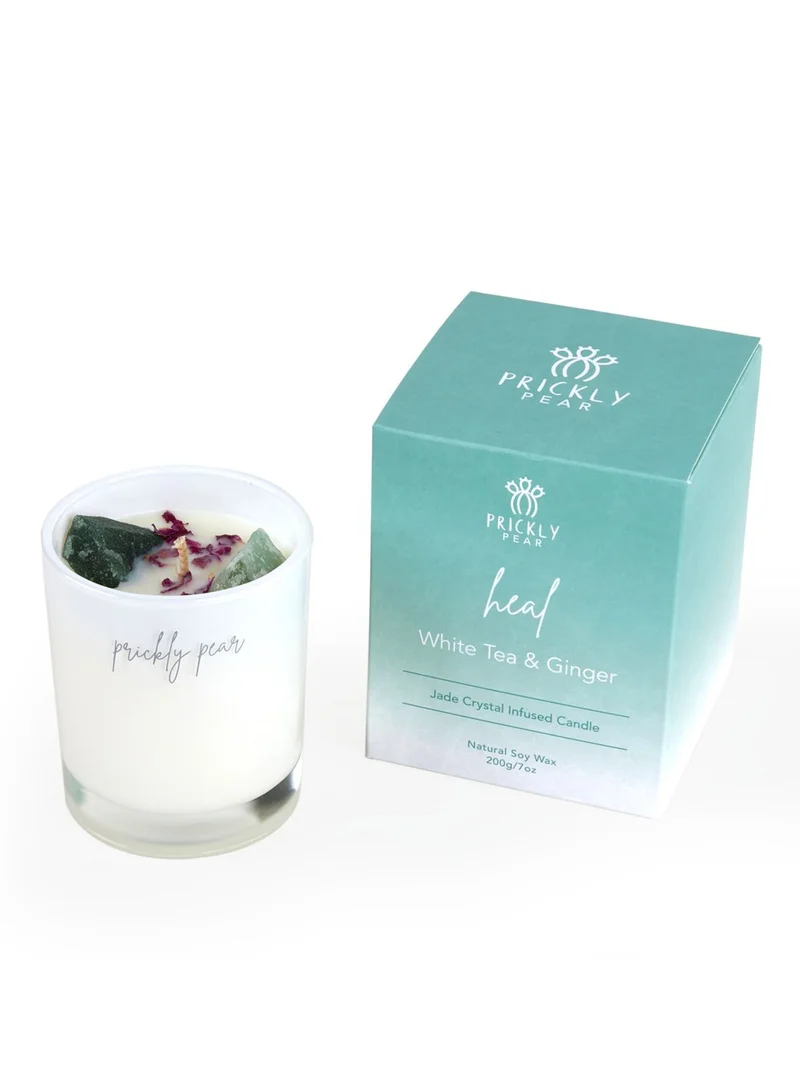 Prickly Pear Heal' Jade Crystal White Tea & Ginger Candle