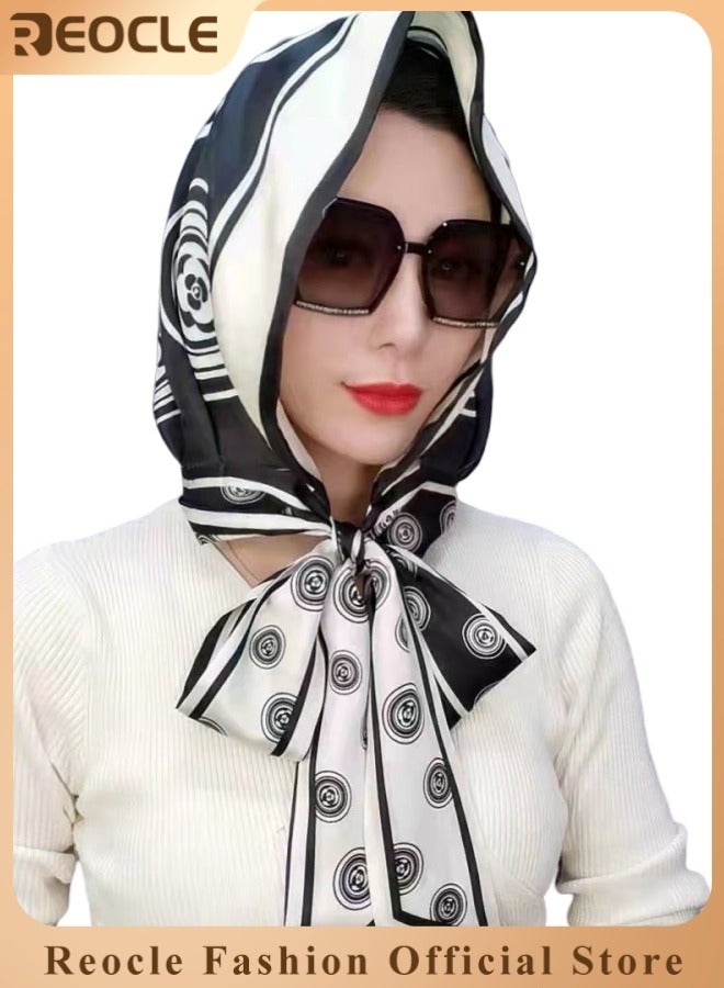 REOCLE Women's Turbans with Double Side Sun Protection Turban Head Wraps Soft One Piece Hijab Long Turban Full Head Scarf Mulberry Silk Sunscreen Visor