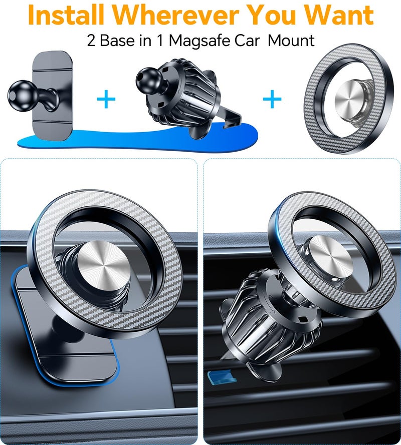 Kaistyle for Magsafe Car Mountã€20 Strong Magnetsã€‘Magnetic Phone Holder for Car Phone Holder Mount Dash Mounted Holders Cell Phone Holders for Your Car Accessories for Women Men for iPhone 17 16 15 14 - Image 2