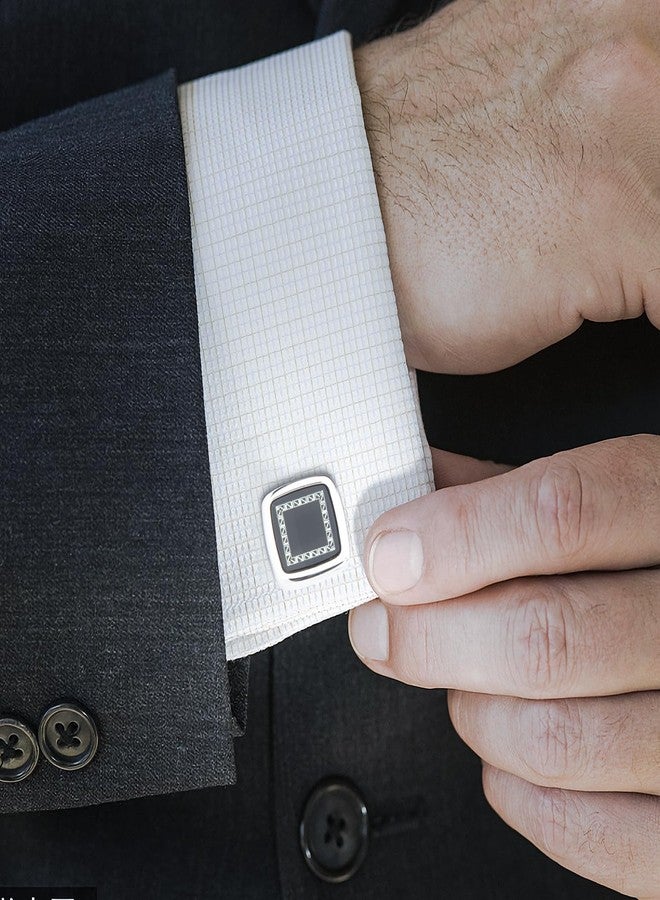 Wynameleri UJOY Fashion Cuff links Cufflinks for Men Formal Square Black in Gift Box - Image 4